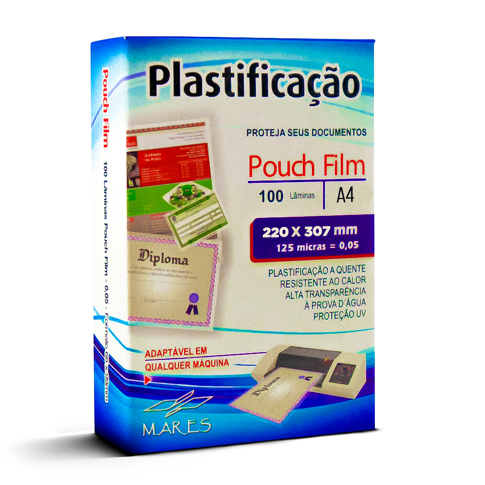 Plástico para Plastificação Mares A4 220×307 0,10 250 micras com 100  unidades – SB SUPRIMENTOS